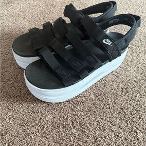 Nike Black and White Platform Sandals
